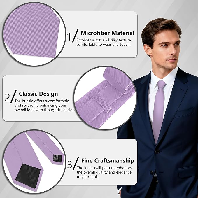 Fineknot Black Ties for Men, Formal Neckties for Men, Solid Color Mens Ties for Business, Wedding, Party, Mens Neck Tie