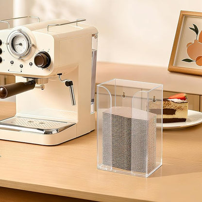 IEEK Coffee Cup Sleeve Holder,Coffee Collar Organizer for Bulk Storage,Kraft Paper Cup Sleeves Rack Clear Acrylic Coffee Sleeve Dispenser Countertop and Wall Mount Disposable Cup Sleeves organizer