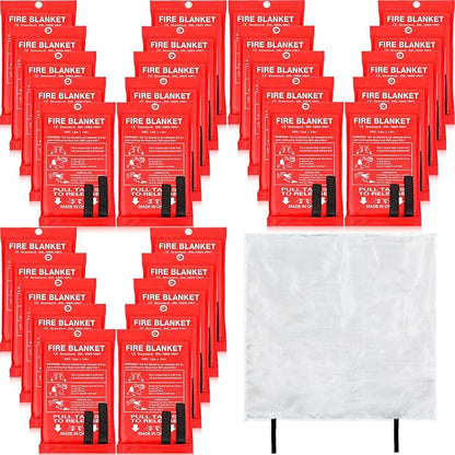 Jerify 36 Pcs Fire Blanket - Fiberglass Fire Emergency Flame Retardant Safety Fireproof Safety Suppression Cover Blanket for Kitchen, Home, Car and Office - 39 x 39 Inch (Red)