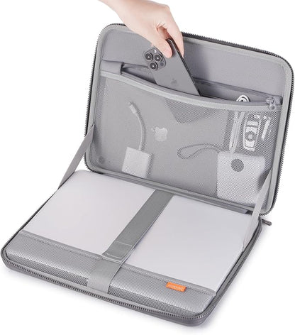 DOMISO 17 inch Laptop Sleeve with Handle Shockproof Computer Bag Waterproof EVA Protective Carrying Case for 17.3" HP Dell Asus Laptop, Dark Grey