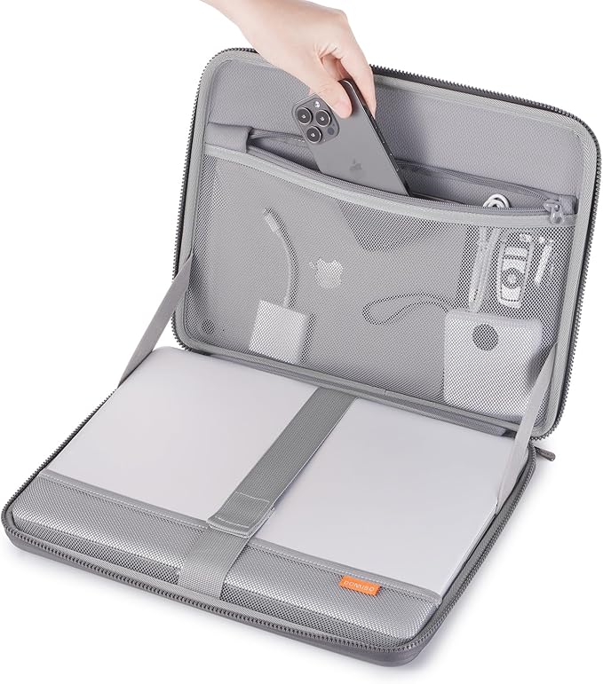 DOMISO 15.6 inch Laptop Sleeve Shoulder Bag Shockproof Computer Bag Waterproof EVA Protective Carrying Case for 16" MacBook Pro/Max M2 M1 2019-2023,15"-16" HP Dell Asus Laptop,Dell XPS 15,Dark Grey