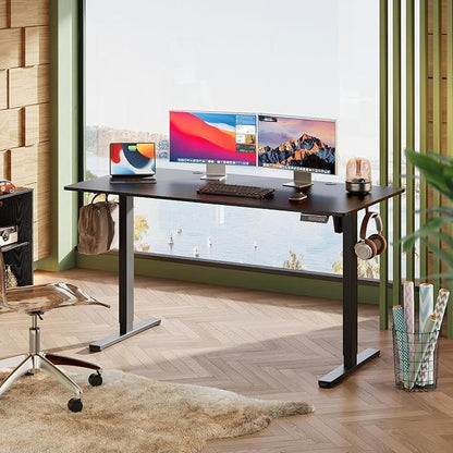 DEVAISE 55x28 Inch Whole Piece Standing Desk, Seamless One-Piece Electric Standing Desk with Adjustable Height, 3-Preset Memory Sit Stand up Desk for Home, Office (Black)