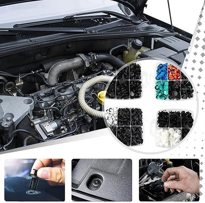Car Push Retainer Clips 1045PCS Auto Fasteners Assortment-30 Most Popular Sizes Nylon Bumper Fender Rivets with 10 Cable Ties and Blue Fastener Remover for Ford GM Toyota Honda Chrysler Benz Nissan
