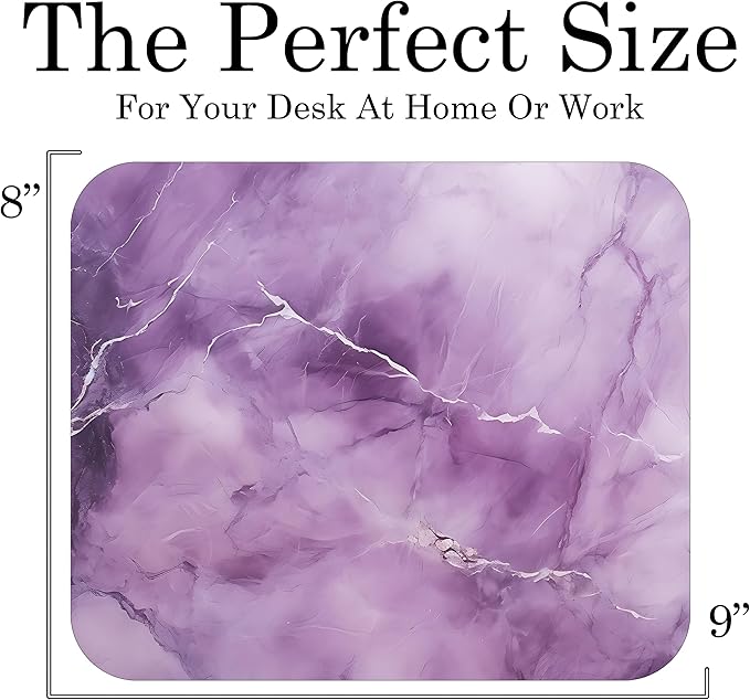 Light Purple Marble Agate Mouse Pad Mat Mousepad for Desk Computer Laptop PC Gaming Home or Office Gift Marbled Abstract (Purple Marble MP48)