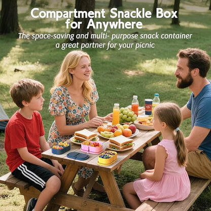 3 Pack Reusable Silicone Snack Containers with Lids, Mini Containers 2 Compartments, Portable Silicone Food Storage Box for Picnic, School, Office (3)