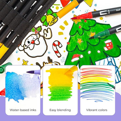 Artecho 168 Colors Markers for Adult Coloring Books, Dual Tip Markers for School, Fine and Brush Tip for Adults Coloring Books, Calligraphy, Drawing, Sketching