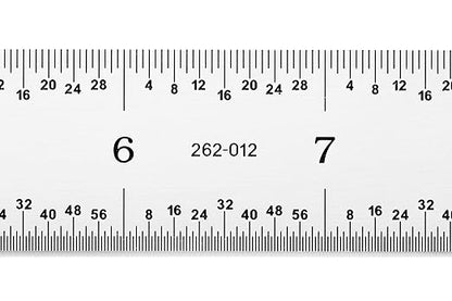 PEC Tools Rigid Metal Ruler, 12"/300mm High-Precision Steel Rule with Satin Chrome Finish, English & Metric Graduation (1/32", 1/64", 0.5mm, 1.0mm), Fully Hardened and Tempered, Made in USA