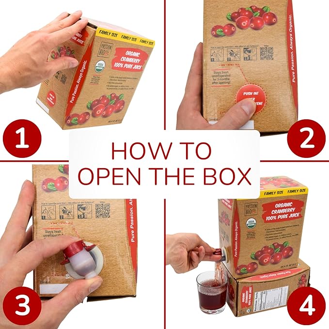 Organic Cranberry Juice Box 101.4 Fl Oz | Pure Fruit Juice, Not From Concentrate | Organic, Vegan, Non-GMO | No Added Sugar, Easy-Pour Tap Packaging