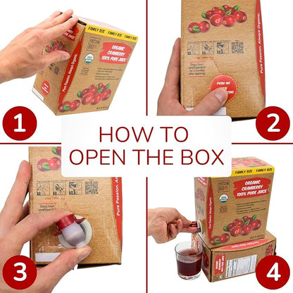 Organic Cranberry Juice Box 101.4 Fl Oz | Pure Fruit Juice, Not From Concentrate | Organic, Vegan, Non-GMO | No Added Sugar, Easy-Pour Tap Packaging