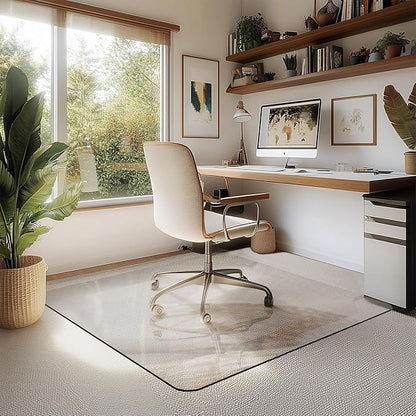 Office Chair Mat for Carpet & Hardwood, Upgraded 45" x 45" Tempered Glass Chair Mat for Office Home, with 4 Anti-Slip Pads