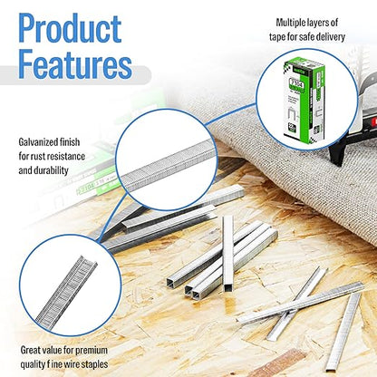 meite 71/04 22 Gauge 71 Series 3/8-Inch (9.1 mm) Crown 3/16-Inch (4 mm) Leg Length Galvanized Upholstery Staples for MT7105 Stapler, 10,020 Counts/Box (1 Case - 20 Boxes)