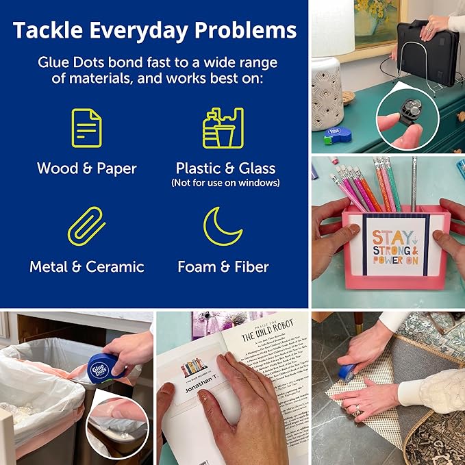 Glue Dots, Roll for everyday uses, ½”, .5 Inch, 300 Dots, Movable, Repositionable, Multi-Functional, Label Containers, Glue Stick and Tape Alternative, Clear