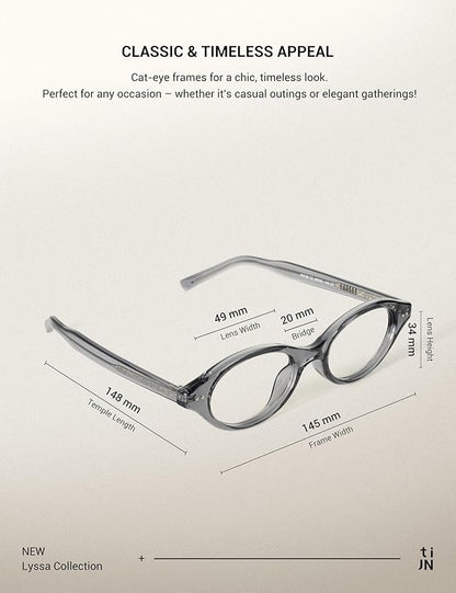 TIJN Olisa Blue Light Blocking Glasses for Women Men,Oval Glasses Frame Bluelight Glasses for Gaming/Computer/Screen