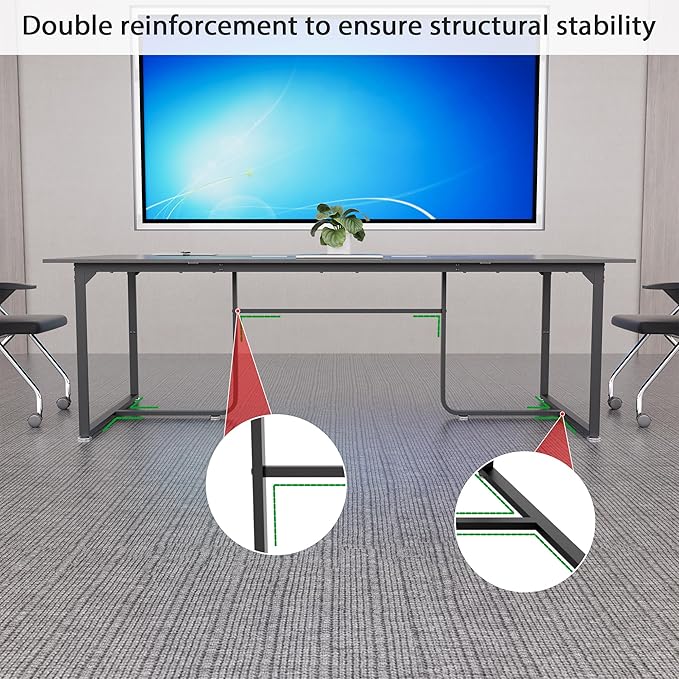 8FT Conference Table,Conference Room Table with Grommet,Stable Structure,Adjustable Foot Pads,Large Seminar Table for Office Meeting 94.4 L x 47.2 W x30.7 H (Gray)
