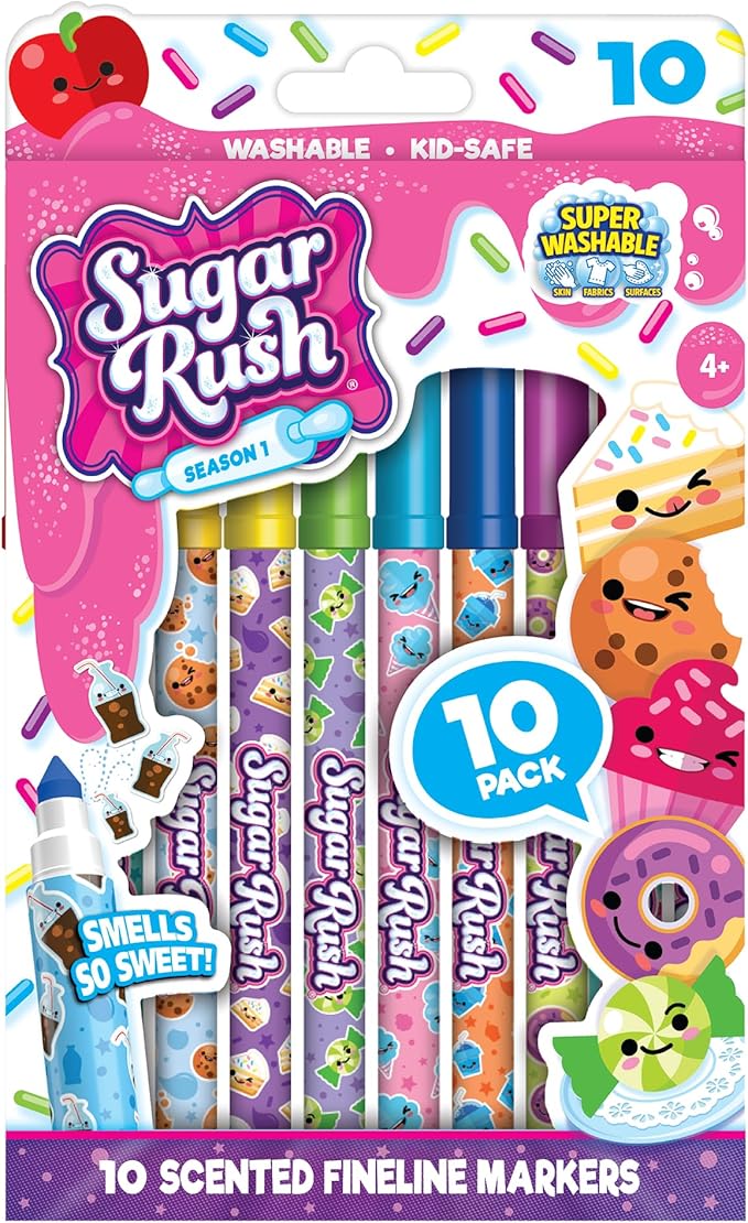 Sugar Rush Scented Pen and Marker Bundle – 56-Count Art Supplies Set with Gel Pens, Fineline Markers, Retractable Pens, and Candy Scented Markers – Non-Toxic for Kids Ages 3+