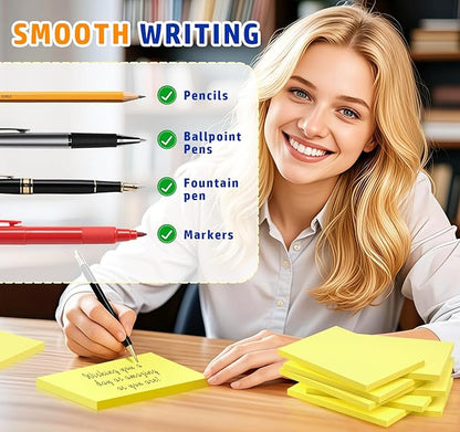 4 x 6in Yellow Sticky Notes Large,400pcs Recyclable Sticky Notes,8 Pack Notes Pads Memo Pads,Strong Self-Adhesive Notes, Bulk Large Pads Easy to Post Notes for Home School Office Desk Accessories