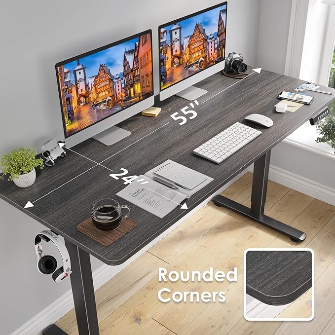 STARY Electric Standing Desk Adjustable Height Sit Stand Home Office Desk with Splice Board