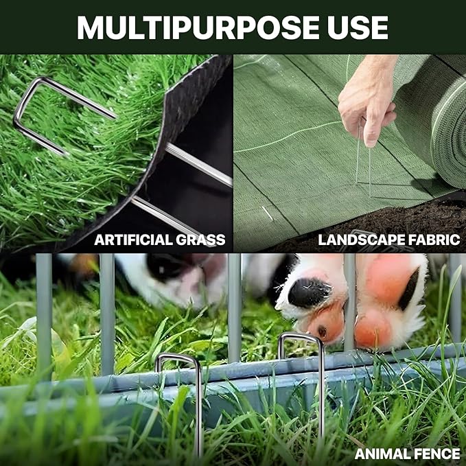 Landscape Staples 4 inch Stakes for Gardening 200 Pack Galvanized Garden Staples for drip Irrigation Landscape Fabric pins Updated Heavy-Duty Weed Barrier Fabric Lawn Outdoor Projects,Decorations