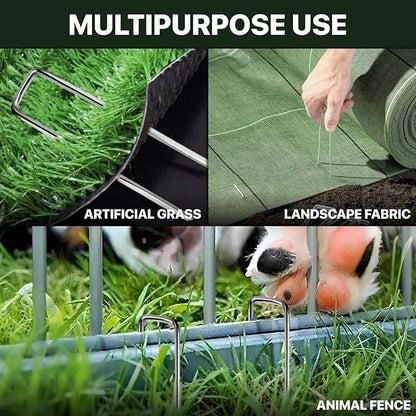 Landscape Staples 4 inch Stakes for Gardening 200 Pack Galvanized Garden Staples for drip Irrigation Landscape Fabric pins Updated Heavy-Duty Weed Barrier Fabric Lawn Outdoor Projects,Decorations