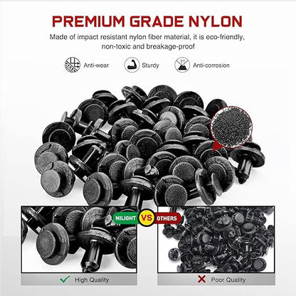 Nilight 40PCS Front Bumper and Radiator Support Push-Type Retainer 11296-AG000 8mm Compatible with Nissan and Infiniti Car Push Retainer Kit 2 Years Warranty