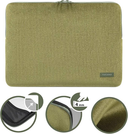 Tucano - Velluto Sleeve, Neoprene Case Cover Compatible with MacBook Pro 16" and Laptop 15.6", Protective PC Cover in Corduroy