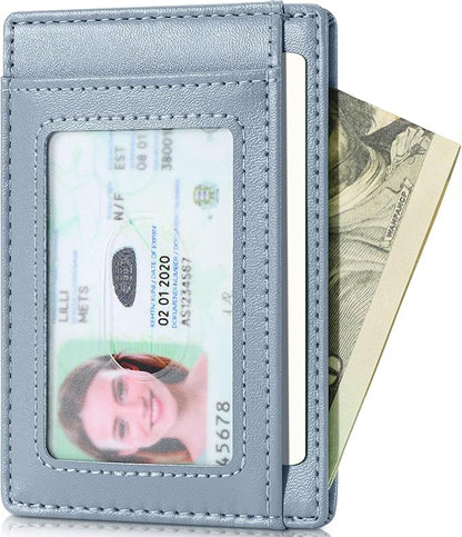 Travelambo Slim Wallet Front Pocket Minimalist Leather RFID Blocking Medium Size
