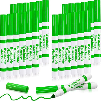 Janlaugh 24 Pcs Washable Markers Bulk Broad Line Markers Coloring Conical Tip Large pens for Kids art projects, Teachers, Students, Toddlers, Party Favors, Classrooms, Donations(Light Green)