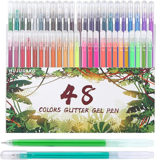 Gel Pen Glitter Gel Pens Fine Tip Pens with 150% More Ink for Adults Coloring Books Drawing Doodling Crafts Scrapbooks Bullet Journaling 48 Color