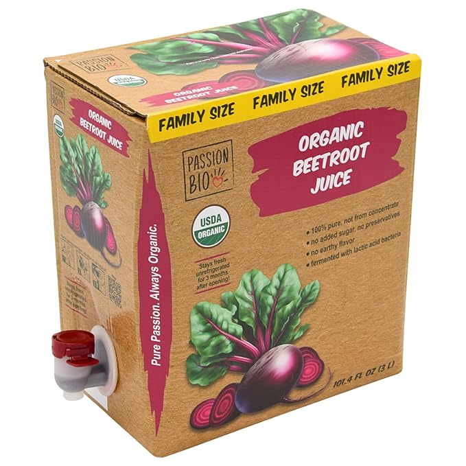 Organic Beetroot Juice Box 101.4 Fl Oz | Pure Beet Juice, Not From Concentrate | Organic, Vegan, Non-GMO | No Added Sugar, Easy-Pour Tap Packaging