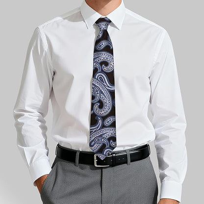 Fineknot Ties for Men, Jacquard Neck Ties, Mens Plaid Paisley Striped Tie, Classic Floral Mens Ties for Wedding Business