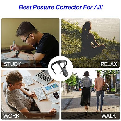 P1 Smart Posture Trainer & Corrector, Control with App, Check Posture in Real Time, Strapless, Boost Health & Temperament (Black)