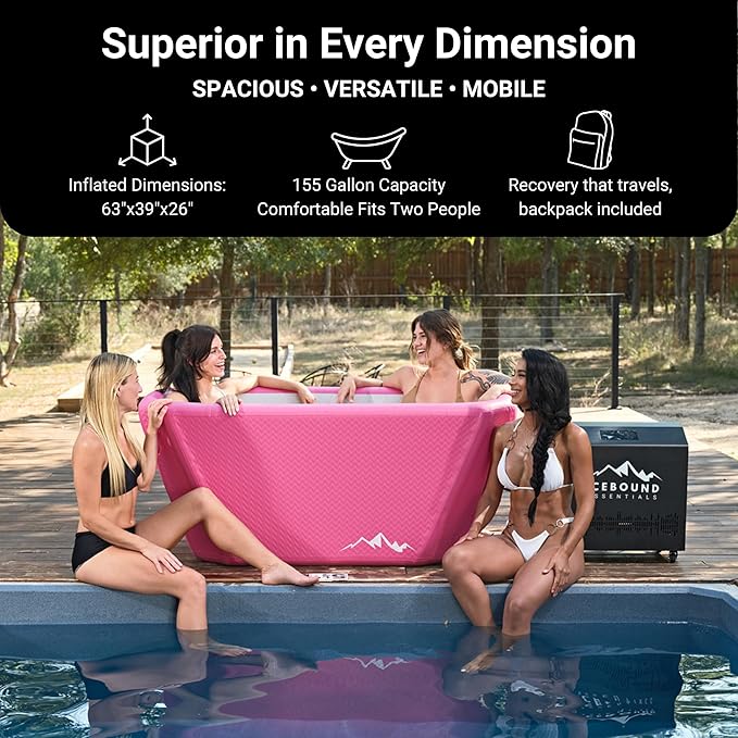 Ice Plunge Tub with Water Chiller - 1HP Efficient Hot and Cold Water Chiller for Ice Bath - Premium Ice Bath Tub with Chiller - WiFi - Filter - Ozone/UV - Ice Bath with Chiller
