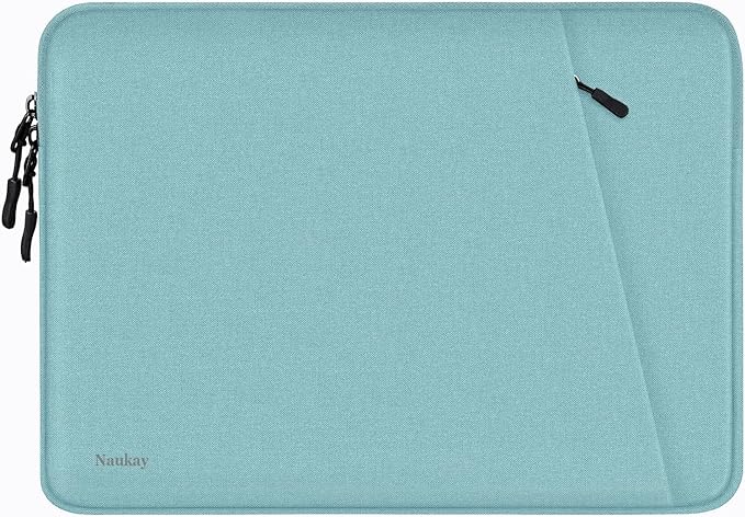 15.6 inch Laptop Case, Shockproof Protective Computer Sleeve Cover with Accessories Pocket, Water Resistant Traveling Carrying Laptop Bag Compatible for MacBook Dell HP Acer Lenovo, Light Blue