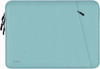 15.6 inch Laptop Case, Shockproof Protective Computer Sleeve Cover with Accessories Pocket, Water Resistant Traveling Carrying Laptop Bag Compatible for MacBook Dell HP Acer Lenovo, Light Blue