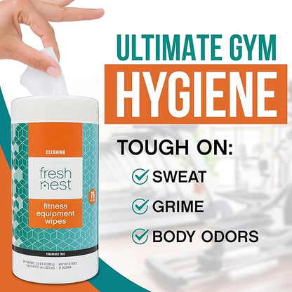 Fitness Equipment Wipes - Cleaning Wipes for Yoga Mats, Pilates Studios, Gyms, Peloton & Cycle Bikes, Spas - Fragrance-Free Wipes Surface Cleaning for Home, Office, Gym 75-Count