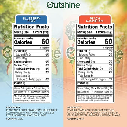 Outshine Fruit Smoothie Pouches Variety Pack - Ready-to-Drink Smoothies -Perfect for Kids and Adult On-the-Go -Fruit & Yogurt Pouches for Snacking - (24 Count)