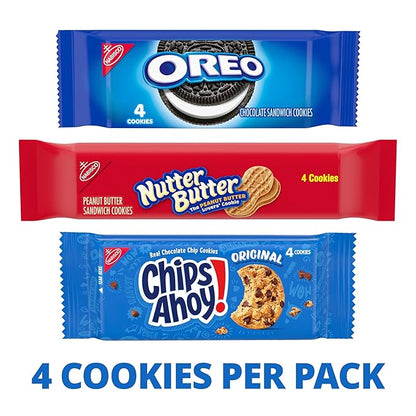 Nabisco Cookies Variety Pack, OREO, Nutter Butter, CHIPS AHOY!, 40 Snack Packs (4 Cookies Per Pack, 4 Boxes)