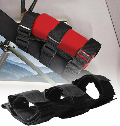 Universal Fire Extinguisher Straps Adjustable Roll Bar Mount 3 lb Fire Extinguisher Holder for Boat Wrangler Car Truck UTV Vehicles Roll Cage Interior Accessories Home Office,Black Strap Only