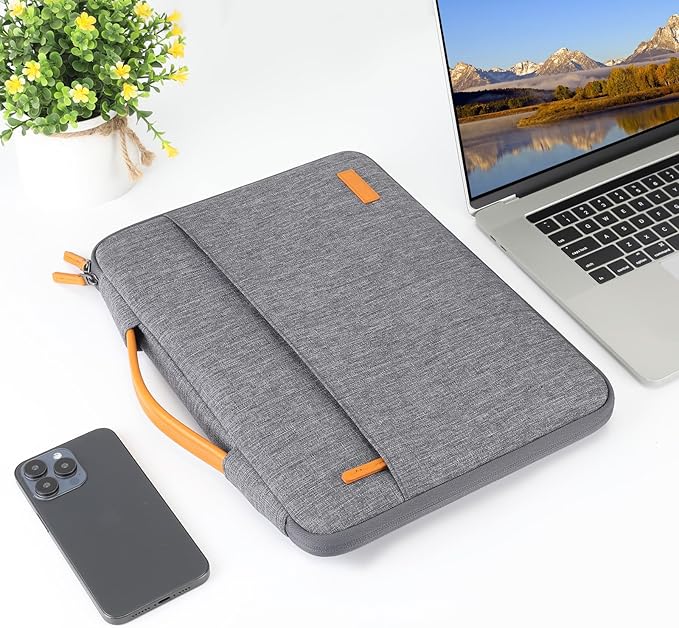 DOMISO 15.6 inch Laptop Case Sleeve Protective Cover Compatible with 16 inch MacBook Pro M4 M3 M2/Pro Max,15.6-16 inch HP Dell ASUS Lenovo Chromebook,Waterproof Computer Cases Bag with Handle,Grey