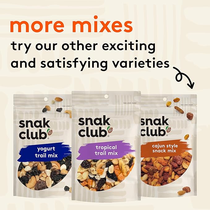 Snak Club Energizer Trail Mix with Roasted Salted Peanuts, Raisins, M&M’S Chocolate Candies, Roasted Almonds, Gluten-Free and Kosher Snack, 24 oz Resealable Bag