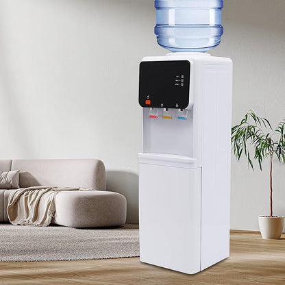 Top Loading Water Cooler, Standing Water Dispenser with 3 Temperature Settings - Hot, Warm and Cold Water, Child Safety Lock, Water Cooler Dispenser for Homes, Kitchens, Offices, Dorms (Black White)