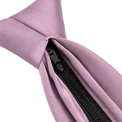 Branduce 3.15"（8cm） Pre-tied Adjustable Zipper Tie and Lapel Pin Solid Necktie Handkerchief Set for Men