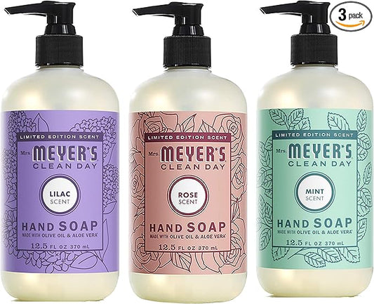 Mrs. MEYER'S CLEAN DAY New Spring Scent Variety Pack (Rose + Lilac + Mint)