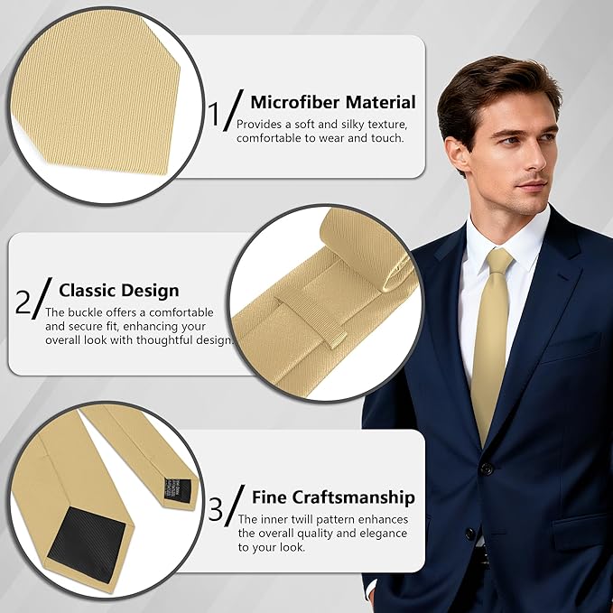 Fineknot Black Ties for Men, Formal Neckties for Men, Solid Color Mens Ties for Business, Wedding, Party, Mens Neck Tie