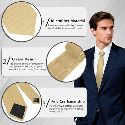 Fineknot Black Ties for Men, Formal Neckties for Men, Solid Color Mens Ties for Business, Wedding, Party, Mens Neck Tie