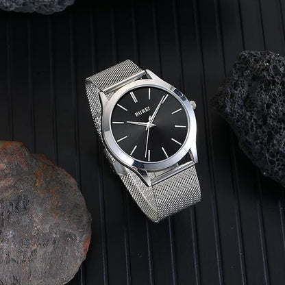 BUREI Men Watches Fashion Analog Stainless Steel Quartz Waterproof Watches,Gift for Men.