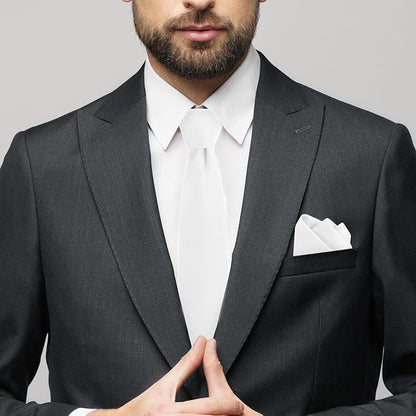 Black Tie Set in Gift Box Mens Solid Color 3.15" (8CM) Black Necktie and Pocket Square Set