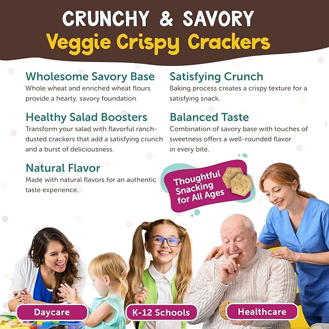 Veggie Crispy Crackers, All-Natural Individually Wrapped Whole Grain Healthy & Crispy Vegetable Crackers, Made in USA, 108 Count, 1.0 Oz by Appleways