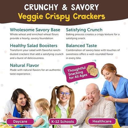 Veggie Crispy Crackers, All-Natural Individually Wrapped Whole Grain Healthy & Crispy Vegetable Crackers, Made in USA, 108 Count, 1.0 Oz by Appleways