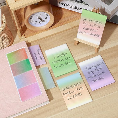 BAYTORY 300 Sheets Transparent Glitter Sticky Note, 3 × 4 Clear Memo Pads, Self-Stick Index Tabs, Waterproof See Through Self-Adhesive Sticky Notes, for Office School Supplies (100mm)